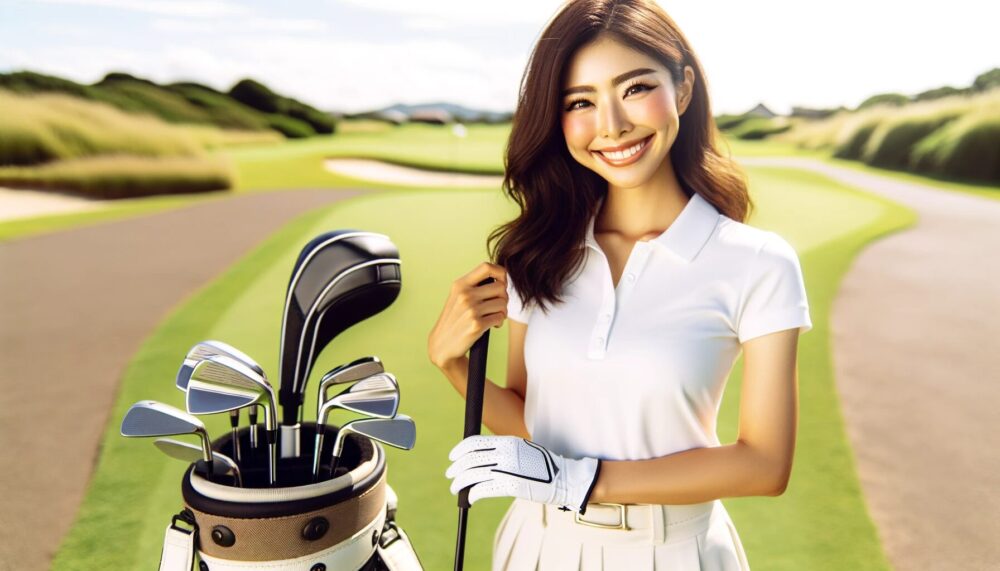 笑顔の女子プロゴルファー