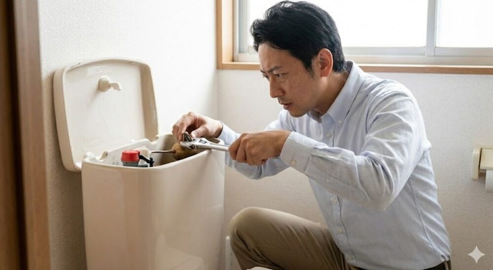 タンク内のボールタップ故障による水漏れの仕組み